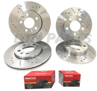 Disques avant + arrière rainurés et perçés + plaquettes Mintex - Nissan 370Z