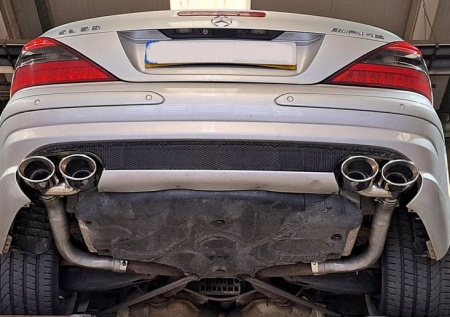 Suppression de silencieux arrière inox Mercedes SL55 AMG R230