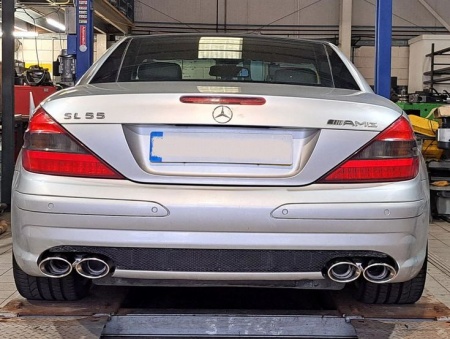 Suppression de silencieux arrière inox Mercedes SL55 AMG R230